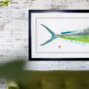 Mahimahi gyotaku in beach house