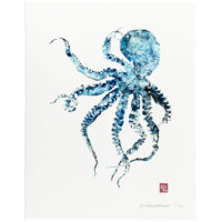 Little Blue Octopus gyotaku by Debra Lumpkins