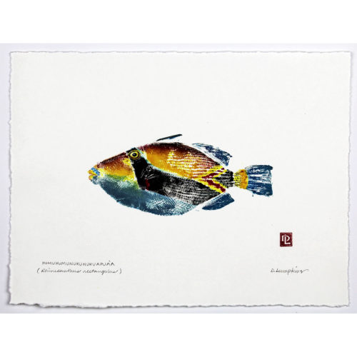 3508 humuhumunukunukuapuaa state fish original gyotaku by Debra Lumpkins