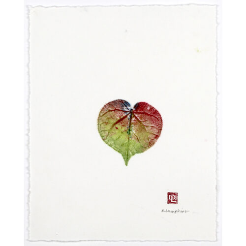 Heart shaped Milo Leaf original print by Debra Lumpkins