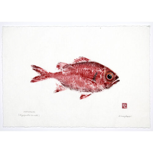 Menpachi Soldierfish original gyotaku by Debra Lumpkins