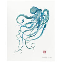 1043 Makais Tako octopus gyotaku by Debra Lumpkins