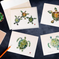 Sea Turtle gyotaku note cards by Debra Lumpkins