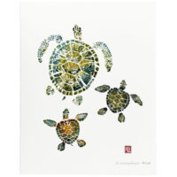 Honu Ohana Sea Turtles gyotaku by Debra Lumpkins