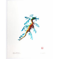 6554 Leafy Seadragon original gyotaku by Debra Lumpkins