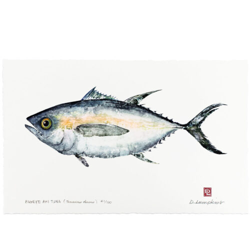 Bigeye Ahi Tuna Gyotaku by Maui Artist Debra Lumpkins