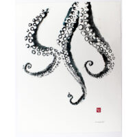 Octopus tendrils original gyotaku by Debra Lumpkins