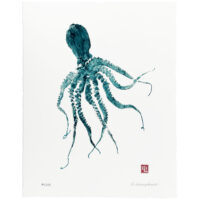 1071 Blue Hee Octopus gyotaku print by Debra Lumpkins