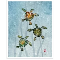 Maui Honu Hatchlings gyotaku by Debra Lumpkins